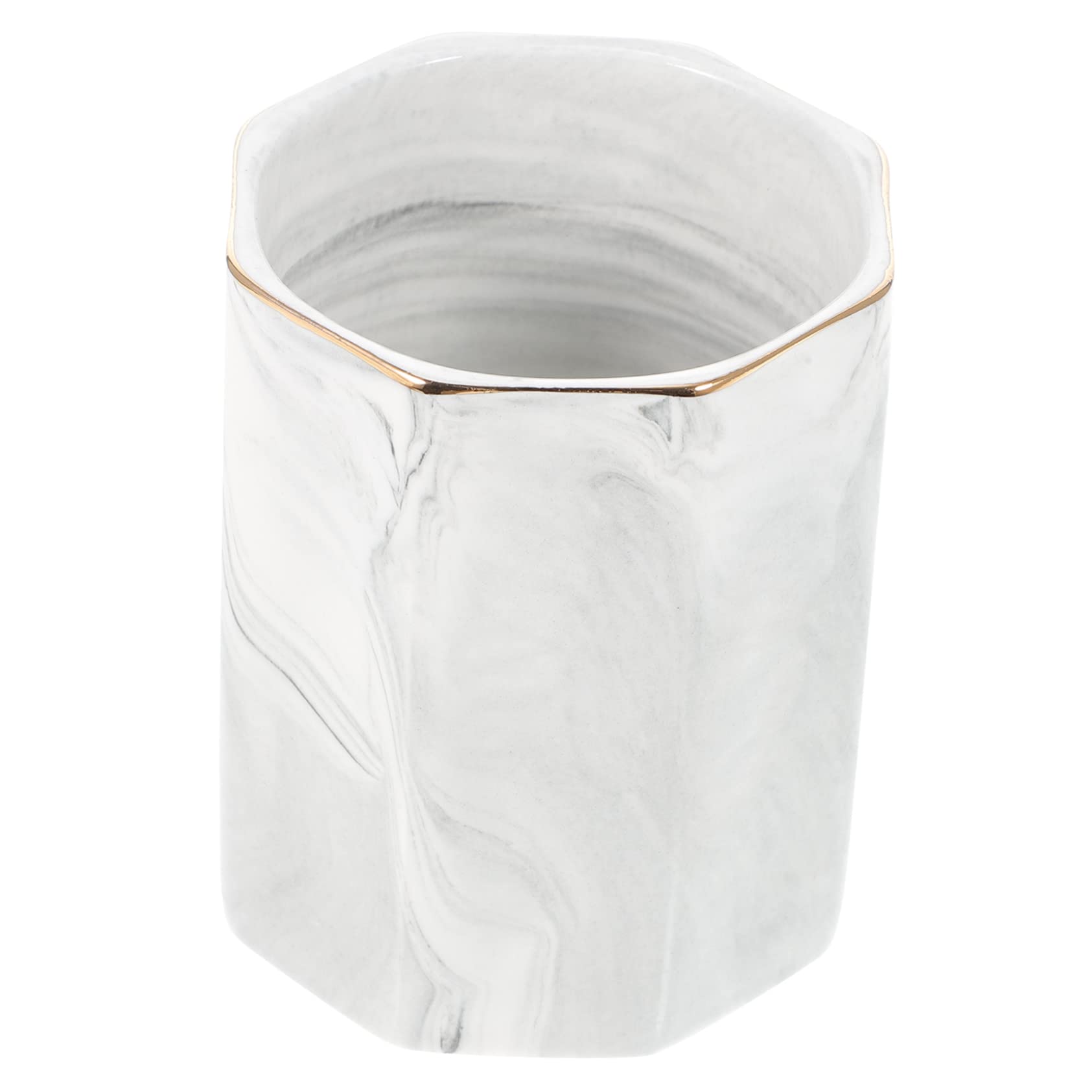 Portapenne Esagonale in Ceramica Effetto Marmo, Elegante