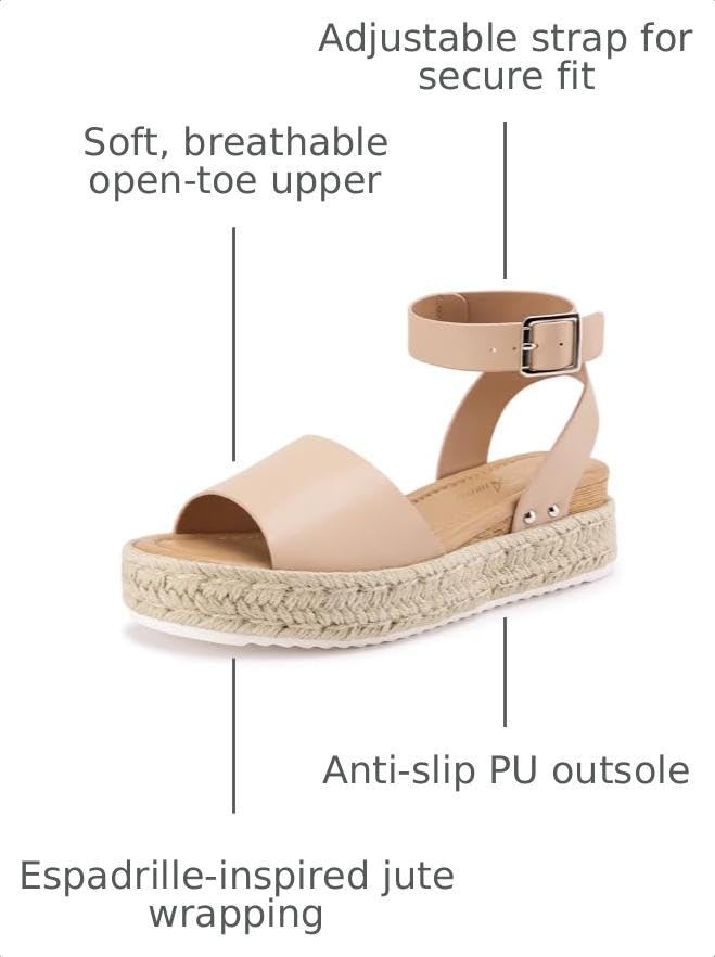 Image of Athlefit Women's Espadrille Platform Wedge Sandals | Adjustable Ankle Strap Buckle,Comfortable Open Toe Flatform,Summer Casual Daily Wear for All-Day