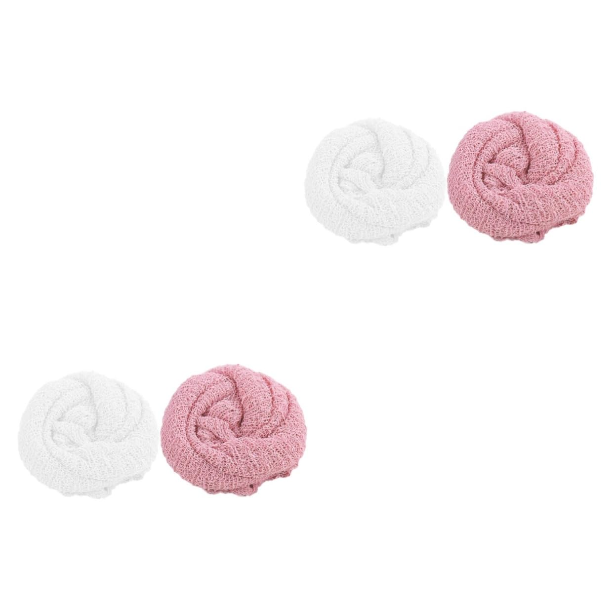 BESTonZON 4pièces Couverture Emmaillotage Né Respirant Accessoire Photo Garçon Fille Blanc Et Rose