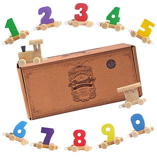 AGREATLIFE Digitale Kleine Holzeisenbahn: Bestes pädagogische Set von Eisenbahnen mit Spaß und Bunten 0-9 Zahlenwerten für Kleinkinder