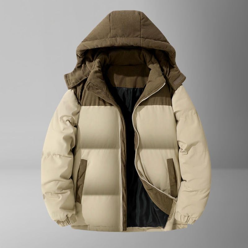 Veste d'hiver unisexe avec capuche amovible en patchwork chaud - 2