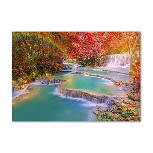 Dosseret en verre paysage de cascade pour illuminer votre cuisine et protéger vos murs