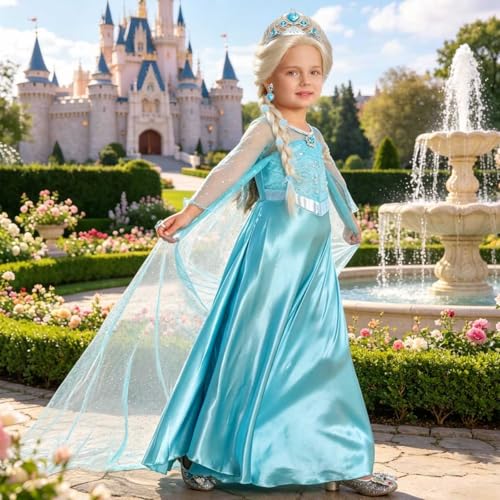 Vestido de Princesa de Nieve para Niñas con Peluca miniatura 2