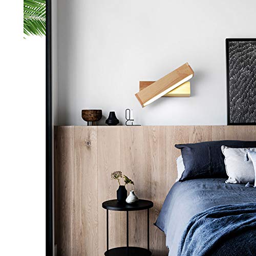 Applique murale rotative LED en bois massif avec interrupteur intégré pour un éclairage blanc chic - 4