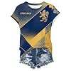 Foweknow T-Shirt Women's 2026 Football Fan Women's Sports Shirt Women Short Sleeve Summer Loose Casual Top with Crew Neck and British 3D Print Running Shirt Training Shirt, navy, M #3