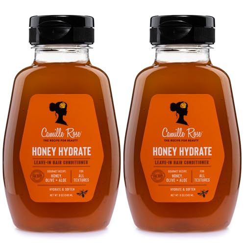 Camille Rose Leave-In Conditioner Honey Hydrate 2-Pack Deep Conditioning for All Textures Low-Porosity Hair Dry Locs and Braids Frizz Control 8 Fl Oz