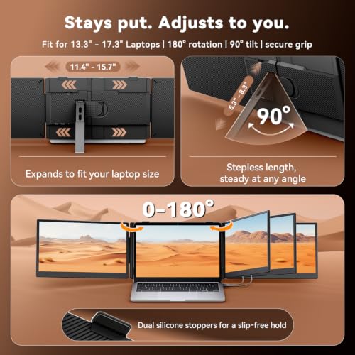Image of Teamgee S10 Pro 14 inch Dual-Screen Extender - Ultra‑Slim & Hidden Cable | FHD IPS 300nit, USB-C /HDMI, Portable Monitor, 3 lbs, Fits 13-17 inch