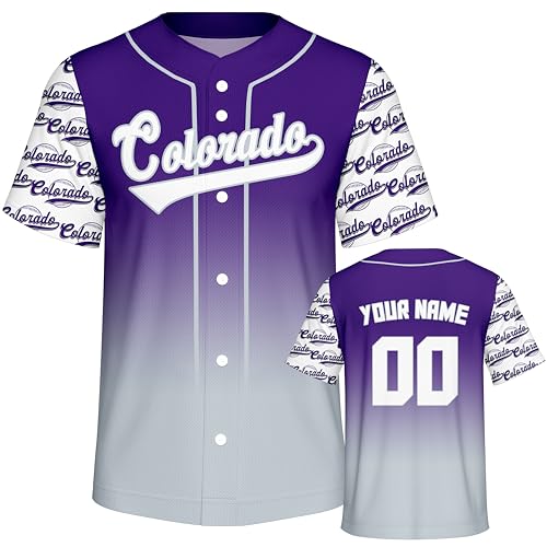 Custom Baseball Jersey Gradient Button Down Baseball Jersey Printed Stitched Name Number Logo Fans Gift for Men Women Youth Kid S-6XL