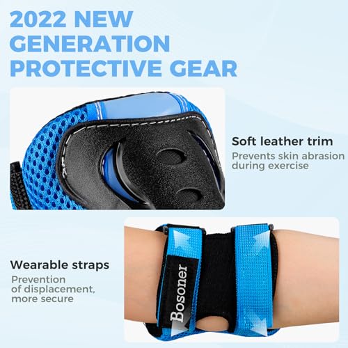 Image of BOSONER Kids /Youth Knee Pad Elbow Pads Guards Protective Gear Set for Roller Skates Cycling BMX Bike Skateboard Inline Skatings Scooter Riding Sports