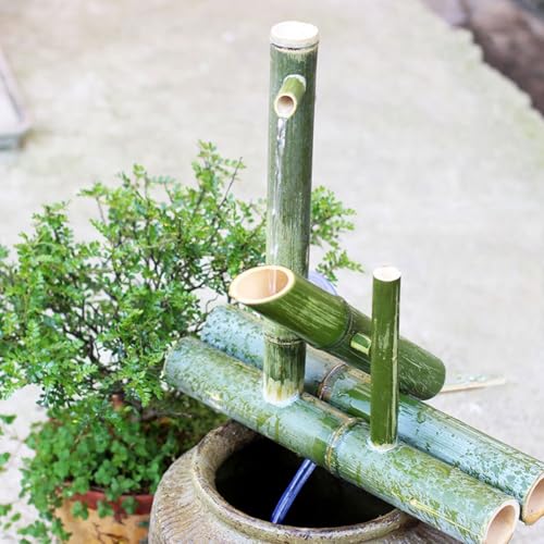 Handgefertigter Bambus-Wasserbrunnen für Zen-Gärten, Teiche und Aquarien