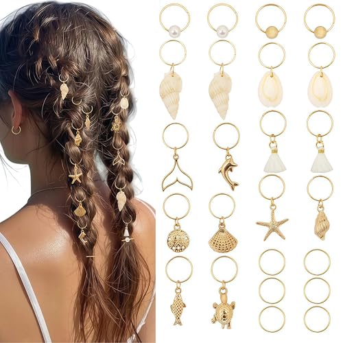 Zosutetoxo 24stück Muschel Haarschmuck Set: Gold Haar Accessoires mit Sternen und Perlen,...