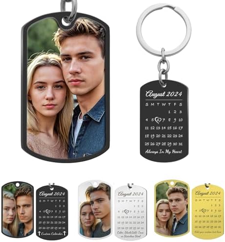 Custom Keychain Laser Engraved Personalized Calendar Date/Photo/T...