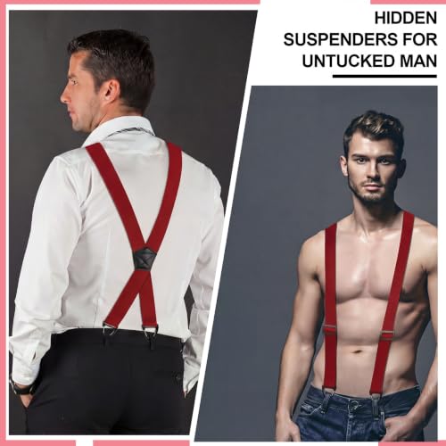 Image of Janmercy 2 Pcs X Back Hidden Suspenders for Men