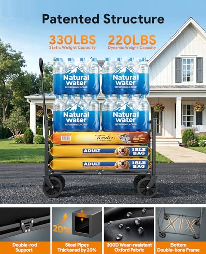 38% Off Raynesys 330LBS Foldable Wagon Cart with All-Terrain Wheels