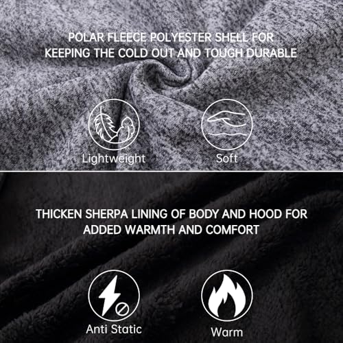 Image of LeeHanTon Sherpa Lined Hoodies for Men Heavyweight Full Zip Up Sweatshirt Thick Fleece Winter Warm Work Jackets Plus Size