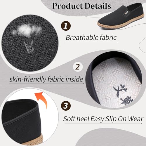 Mens Slip on Canvas Loafers Casual Shoes Sneakers Comfy Walking Slipers Shoes Pain Relief for Men Black Fashion Breathable Loafers4