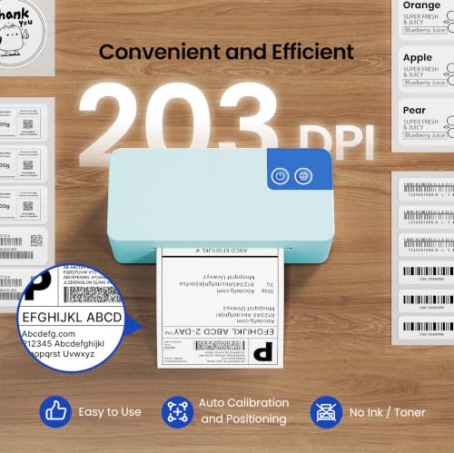 Image of Bluetooth Thermal Shipping Label Printer, 4x6 Portable Direct Thermal Printer, Compatible with iPhone, Android, Windows and Mac, Widely Used for USPS UPS Amazon Shopify Etsy, Blue