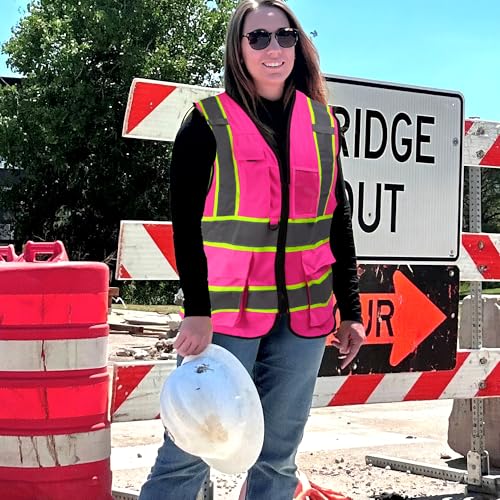 Image of A-SAFETY Mesh High Vis Vest, Reflective Construction Vest with Pockets