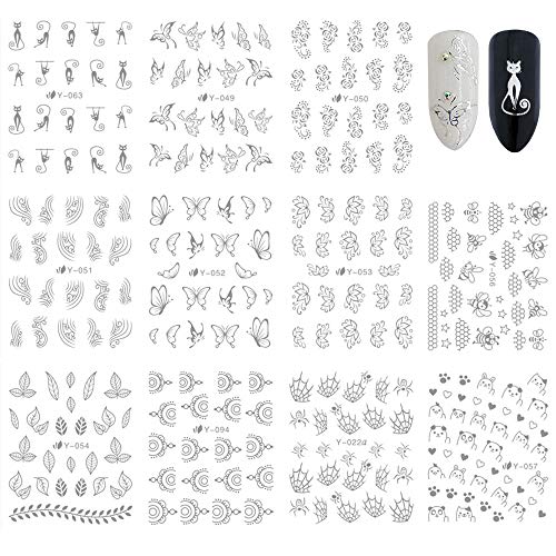 Nagelsticker 60 Blatt Wassertransfer Nagelsticker Selbstklebend Nail Sticker mit Schmetterling Mustermischung für DIY… – Bild 3