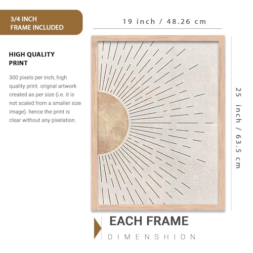 Image of Kalit Kala Decor Painting Boho Wall Art Home Decoration Paintings With Frame For Living Room Bed Room Hotel Wall Decor Digital Reprint Set of 3 (19X25 inch)