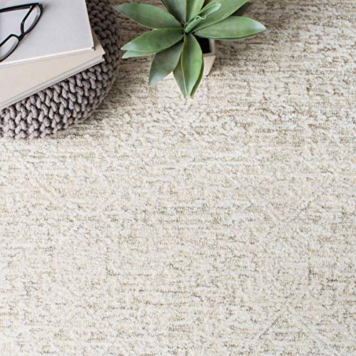 Tapete beige rectangular 3' x 5' de lana y viscosa miniatura 5