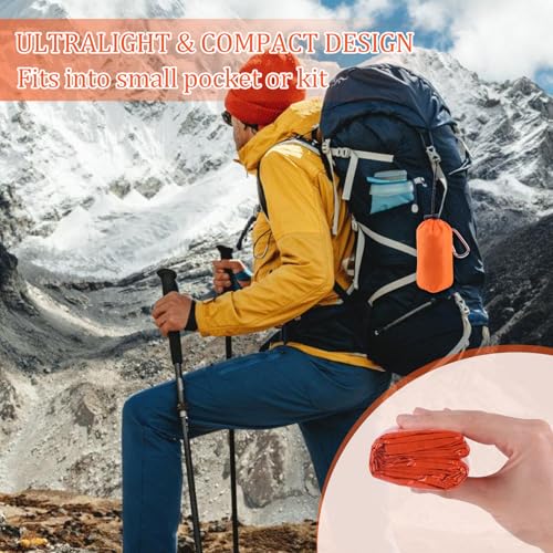 Image of Emergency Sleeping Bag - Portable Emergency Blanket for Survival Gear, Thermal Bivy Sack with D-Type Buckle, Waterproof & Lightweight for Camping, Hiking, Outdoor (2 /3 /5 Pack)