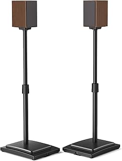Perlegear Speaker Stands - Hight Adjustable Extend 22'' to 39'' for Satellite Speakers, Small Bookshelf Speaker Stands Holds 9 lbs, Stable with Weighted Base for Bose JBL Sony Vizio Yamaha