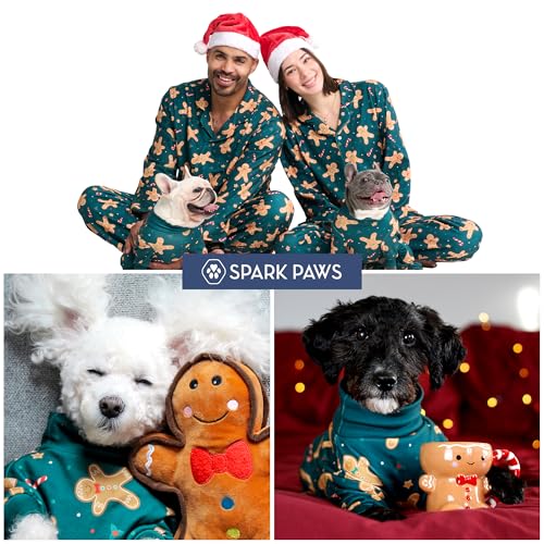 Spark Paws Weihnachtspyjama für Hunde, ultraweich und 4-Wege-Stretch, für kleine, mittelgroße und große Rassen, Lebkuchenmann, Größe M
