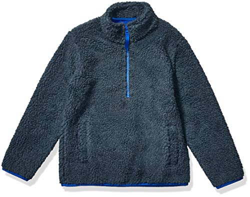 Amazon Essentials Kids Boys Polar Fleece Lined Sherpa Quarter-Zip Jackets, Dark Grey, Medium