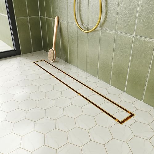Neodrain 24-Inch Linear Shower Drain-Gold with Tile Insert Grate