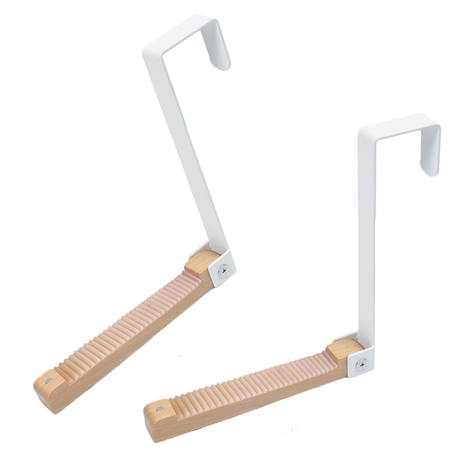 Buxuaaaa Multipurpose Foldable Door Hooks Heavy Duty Wood & Iron Construction Over Door Hanger for Clothes Towels Foldable Hooks with Nonslip Strips