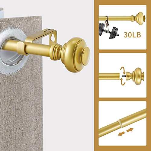 Zyrw 2 Packs Gold Curtain Rods For Windows 28 To 48 Inch（2.3-4Ft), Adjustable 3/4-Inch Diameter Single Window Curtain Rod, Modern Decoration Drapery Rod, Window Treatment Rods, Gold #TOP1