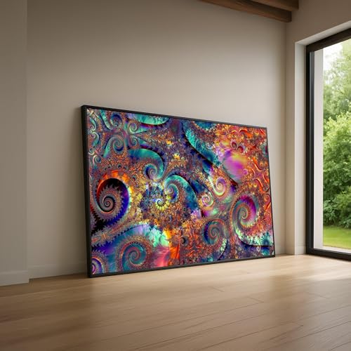 Décoration murale numérique de prestige sur toile abstraite aux éclats fractals intenses