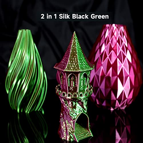 Image of Gratkit Silk Dual Color PLA Filament, Coextrusion PLA Filament 1.75mm, + /-0.03mm, 1KG /Roll, Silk PLA Red & Green