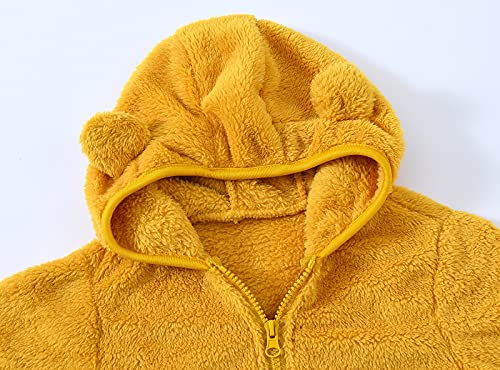 Toddler Girls Fleece Bear Ears Zipper Coat Hooded Solid Color Thick Plush Jacket Little Boys Comfy Soft Clothes2