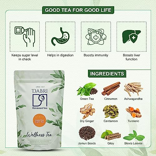 Image of Dabri Anti Diabetic Green Tea 100gm Pouch | Natural Organic Loose Leaf | Rich in Antioxidants | Helps Regulate Blood Sugar & Boost Immunity | Herbal Green Tea with Natural Taste | Wellness Blend