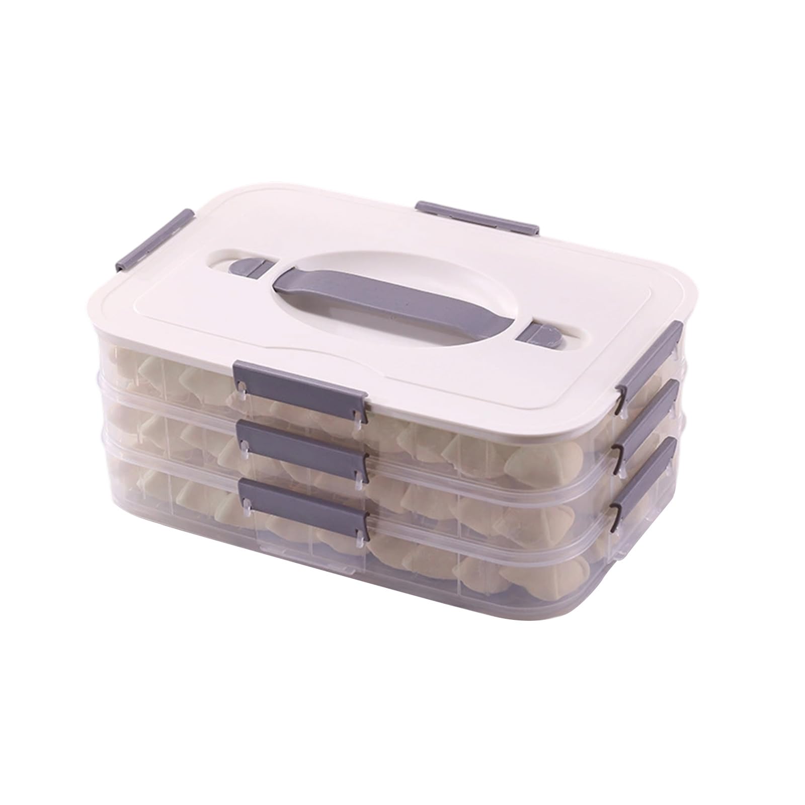 Woedpez Refrigerator Food Organizers Antislip Textured Bottom Food Storage Container for Dumplings, Cookie, and More Secure Closure Container