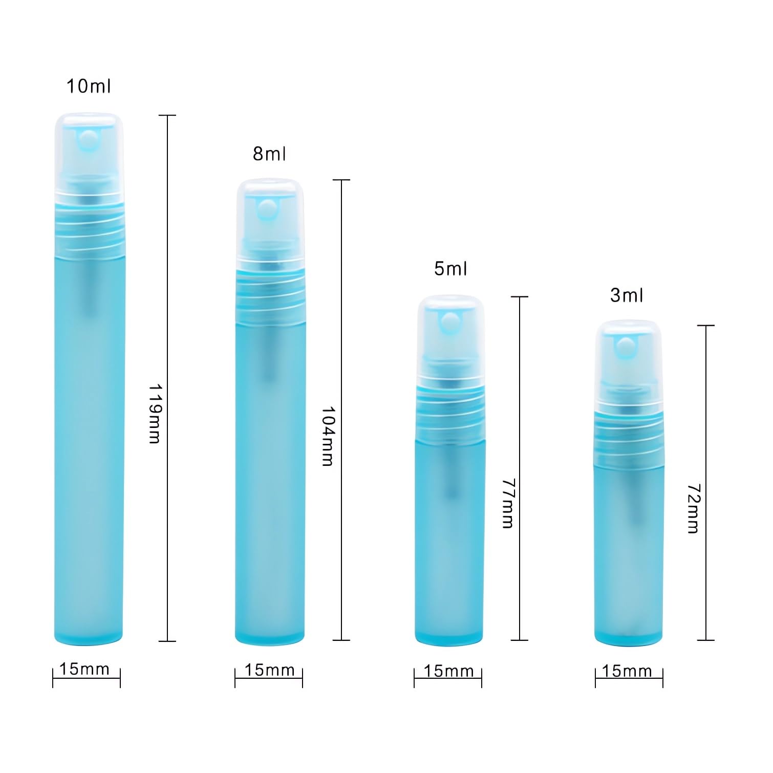 100 Pezzi 10ml Glassato Blu plastica flacone spray Piccolo Flacone Spray per Nebbia Riutilizzabile Portatile, Bottiglia di Profumo, Cosmetica, Viaggio