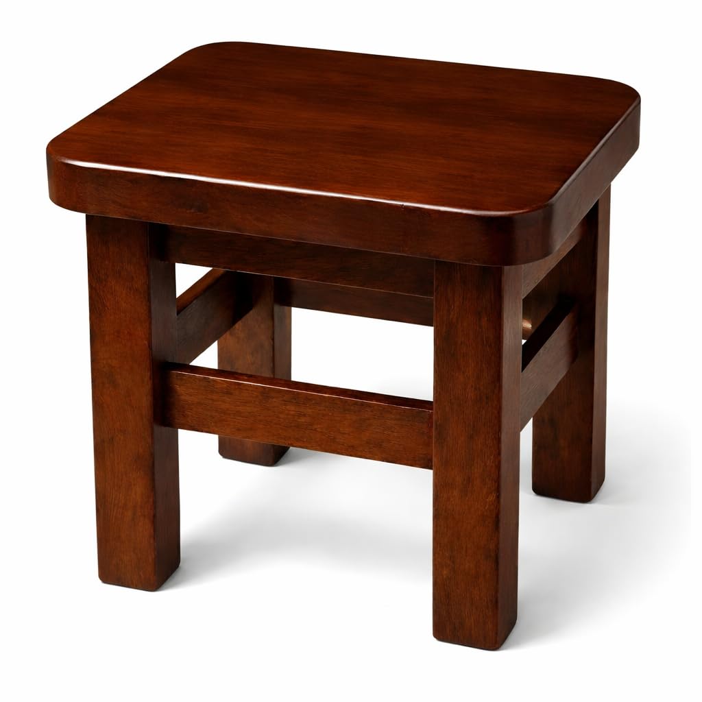 10 Inch Wooden Light Natural Step Stool, Small Nature Beach Chair Under Desk, Indoor Acacia Wood Short Footstool for Living Room, Kitchen, Bathroom (Brown)-image-41