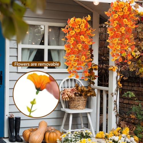 Fleurs artificielles résistant aux UV : 4 suspensions d'automne extérieur - 4