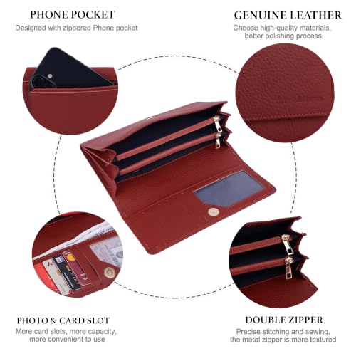 Image of Steve Jhonson Leather Wallet for Women - Mini Hand Purse with Card Holder - Women Stylish Clutch Purse - Cute Mini Ladies Wallet for Daily Use - Fancy Ladies Purse with Slim Design (Maroon Softy)