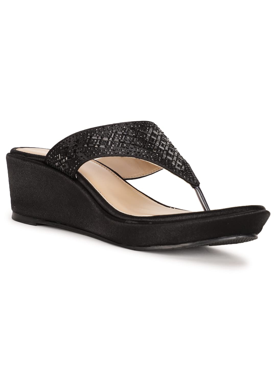 Marie Claire KELLAN THONG Black Festive Slipon Open Toe Thong Slipper Thong Slipper High HH 51 MM UP For Women UK Size-