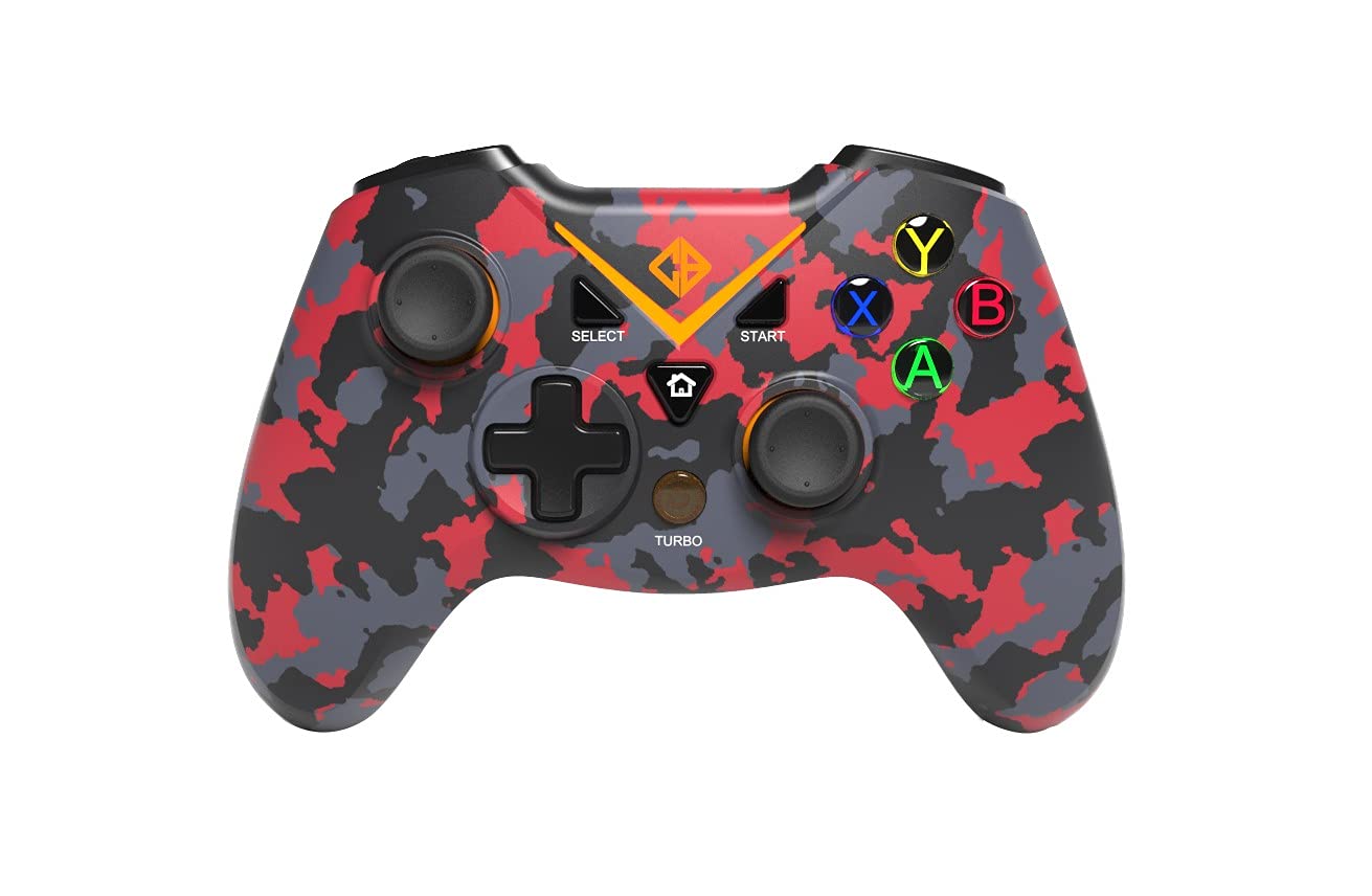 Cosmic Byte C3070W Nebula 2.4G Wireless Gamepad for PC supports Windows XP/7/8/10/11, Sensitive Triggers, Upgraded with USB C Port, Rubberized Texture (Camo Red)