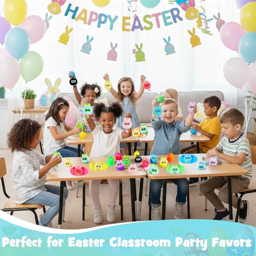 Kederwa 24 Pack Prefilled Easter Eggs with Bunny Keychains for Kids