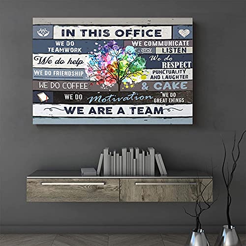 In This Office Canvas Wall Art Rustic Vintage We Are A Team Canvas Poster We Do Teamwork Inspirational Wall Art Decorations On Canvas Motivational Quotes We Do Help We are A Team Canvas Poster Modern Office Wall Decor 16" x 24â€ Unframed