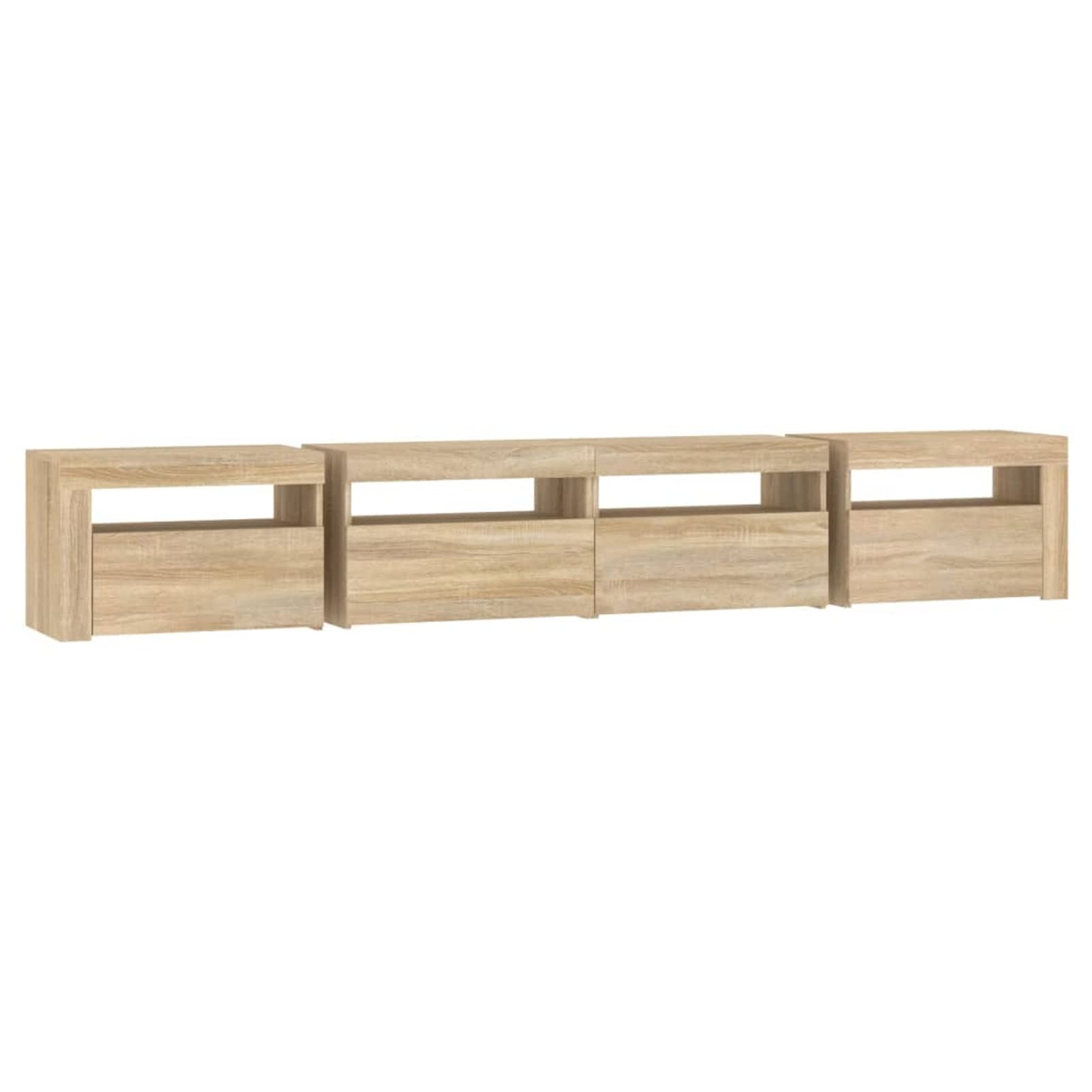 IKAYAA Mueble para TV de 240 cm Con Iluminación LED, Armario Bajo, Aparador Salón, Diseño Moderno y Elegante, Roble Sonoma, 240 x 35 x 40 cm