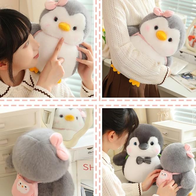 Image of SCOOBA Adorable Grey Penguin Soft Toy with Bag 25cm (Small 25cm Grey Penguin with Bag)