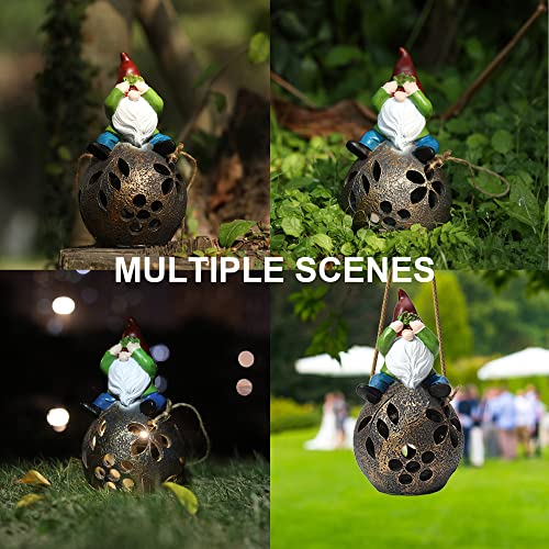 Mootka Cute Solar Garden Gnome Lantern Statues Hanging For Home Decor, Funny Gifts Gnomes Statue Outdoor Sculptures For Women, Fairy Accessories Housewarming Gift For Patio Yard Outside (Lanterns) #TOP2
