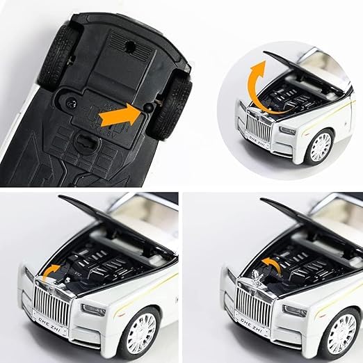 Image of Rolls Royce Phantom Diecast Car Model 1:32 Scale | Metal Pull Back Toy Car with Openable Doors, Sound & Light Toys | Birthday Gift for Kids Boys & Girls (Colour as a per Stock)