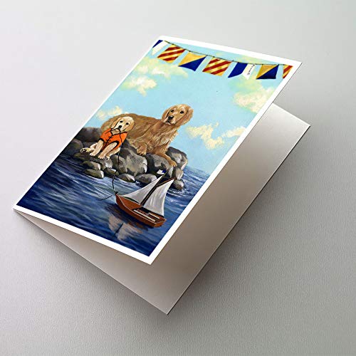 Caroline's Treasures PPP3100GCA7P Golden Retriever Retreat Greeting Cards and Envelopes Pack of 8 Blank Cards with Envelopes Whimsical A7 Size 5x7 Blank Note Cards